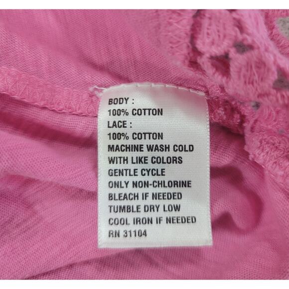 Crown & Ivy Beach Pink Slub Knit Crochet Detail Tank Shirt PL Soft Stretchy - Picture 6 of 6